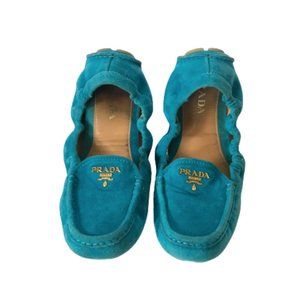 PRADA Scrunch Drivers Loafers Sz 38.5 in Turquoise